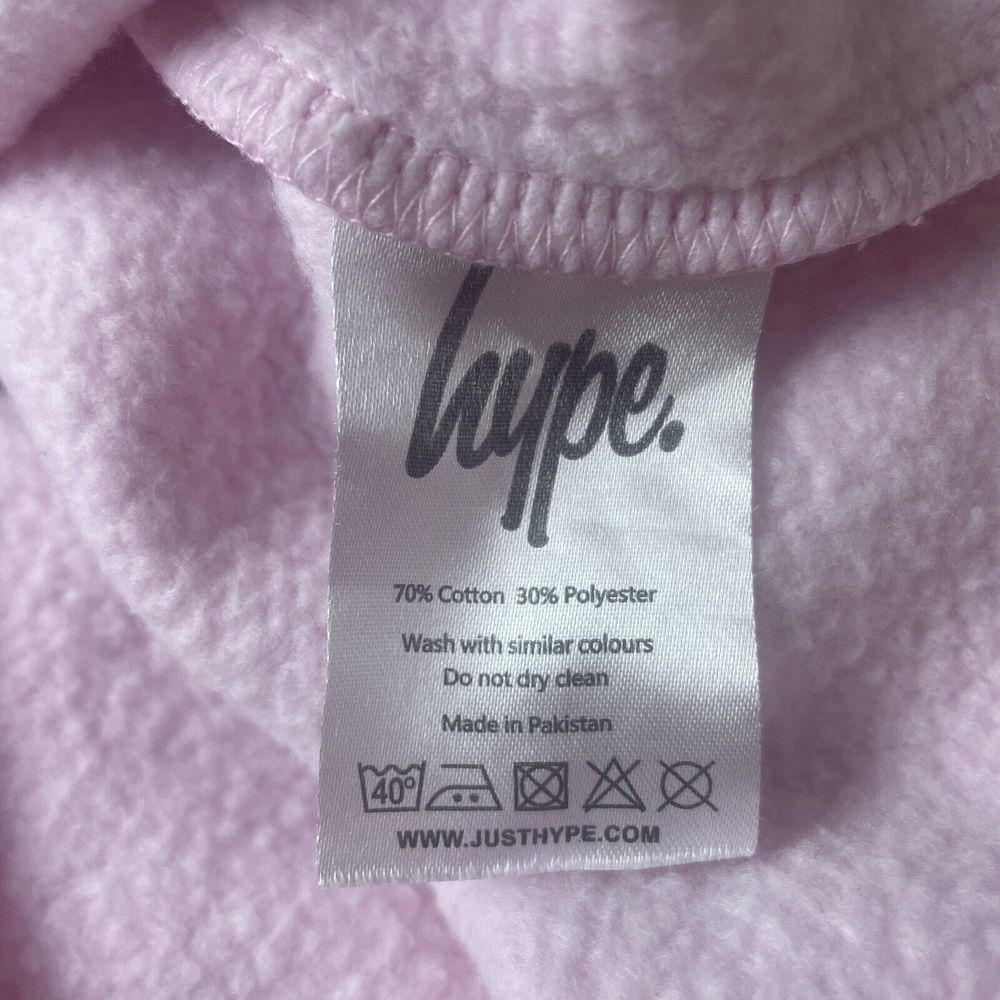 Hype Script Size 13 Years Crop Hoodie Girls OTH Hoody Hooded Top Tape Baby Pink - Picture 14 of 14